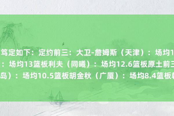 笃定如下：定约前三：大卫-詹姆斯（天津）：场均14.2篮板萨林杰（北控）：场均13篮板利夫（同曦）：场均12.6篮板原土前三：杨瀚森（青岛）：场均10.5篮板胡金秋（广厦）：场均8.4篮板韩德君（辽宁）：场均8.1篮板    体育集锦