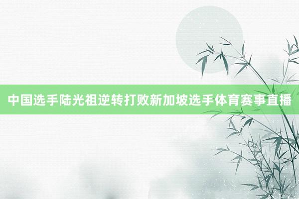 中国选手陆光祖逆转打败新加坡选手体育赛事直播