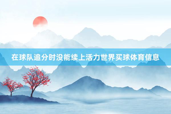 在球队追分时没能续上活力世界买球体育信息