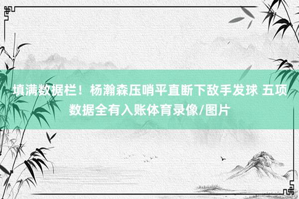 填满数据栏！杨瀚森压哨平直断下敌手发球 五项数据全有入账体育录像/图片