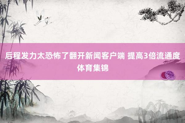 后程发力太恐怖了翻开新闻客户端 提高3倍流通度体育集锦